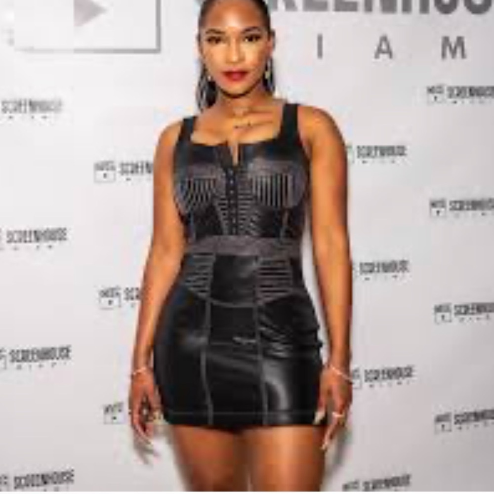Maniere De Voir faux leather dress size 12